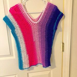 Hand crocheted multicolored shirt